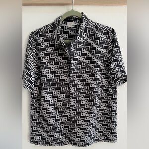 KSUBI Men's Black and White Geo Print Short Sleeve Shirt